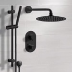 Remer SFR45 Matte Black Thermostatic Shower System with Handheld, Rain Shower Head, Shower Faucet Set